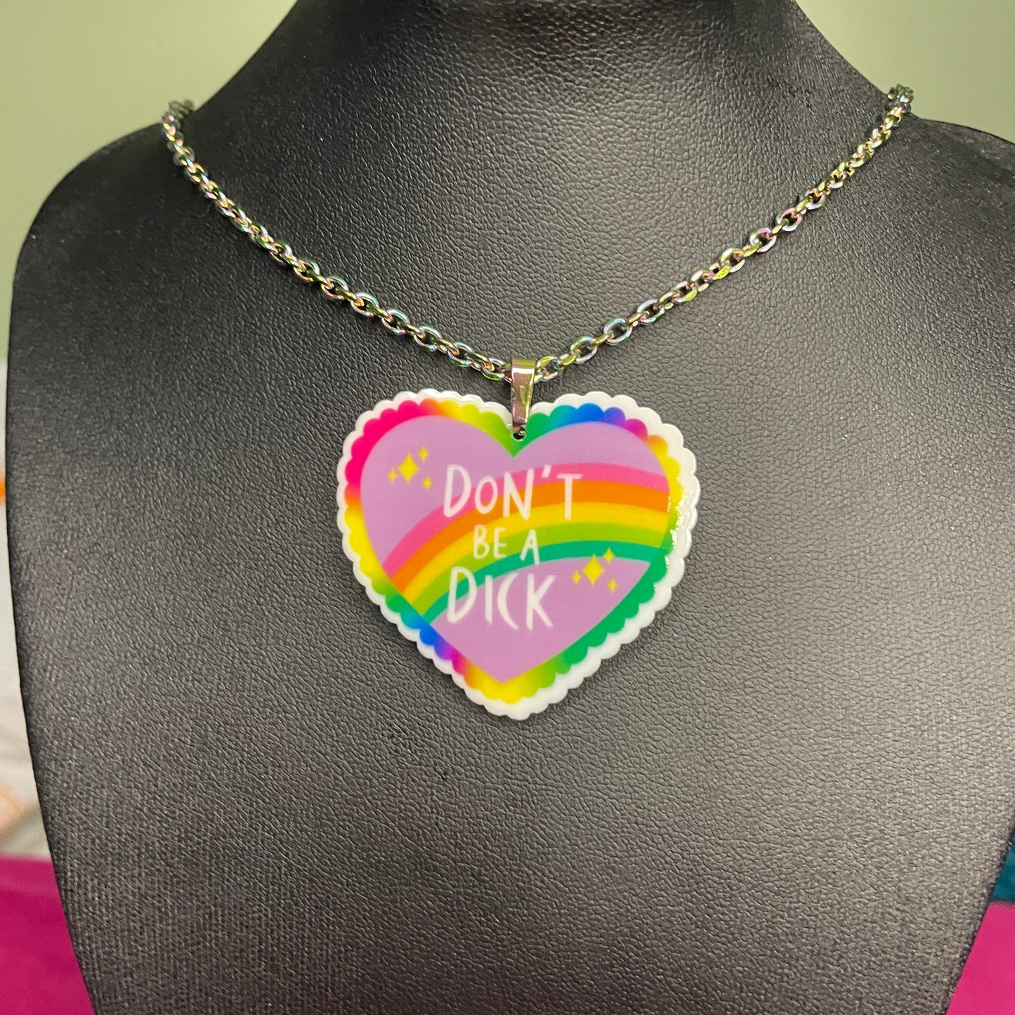 Don't Be a D*ck Rainbow Necklace