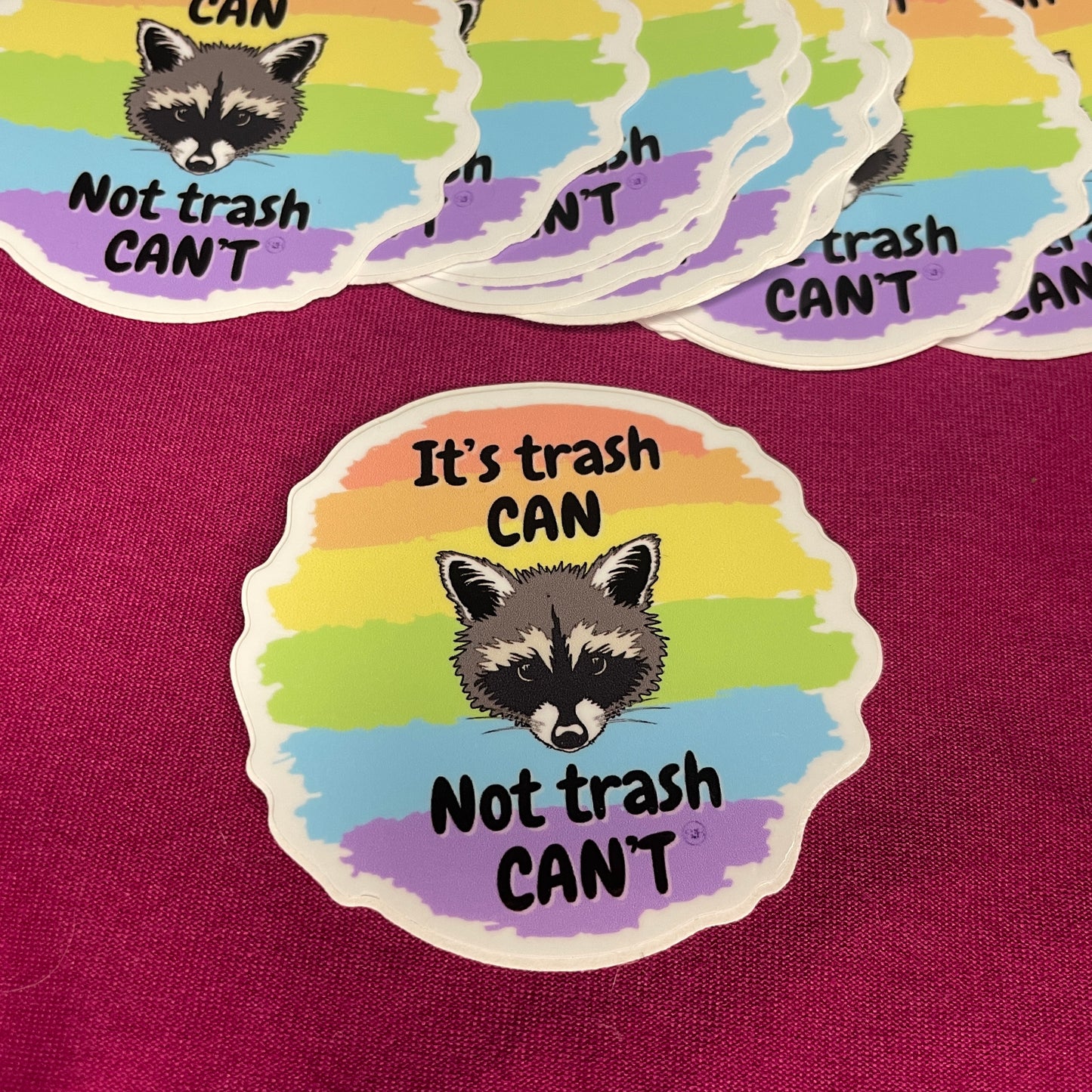 "trash CAN not trash CAN'T" Vinyl Raccoon Sticker