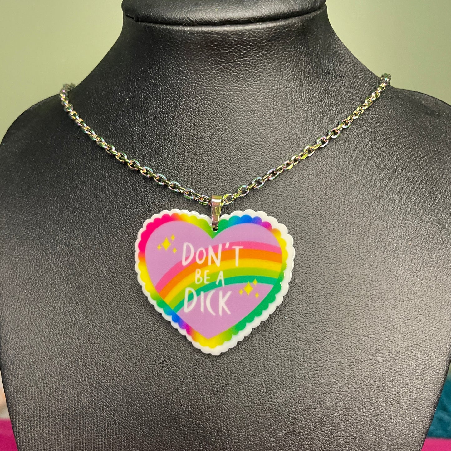 Don't Be a D*ck Rainbow Necklace