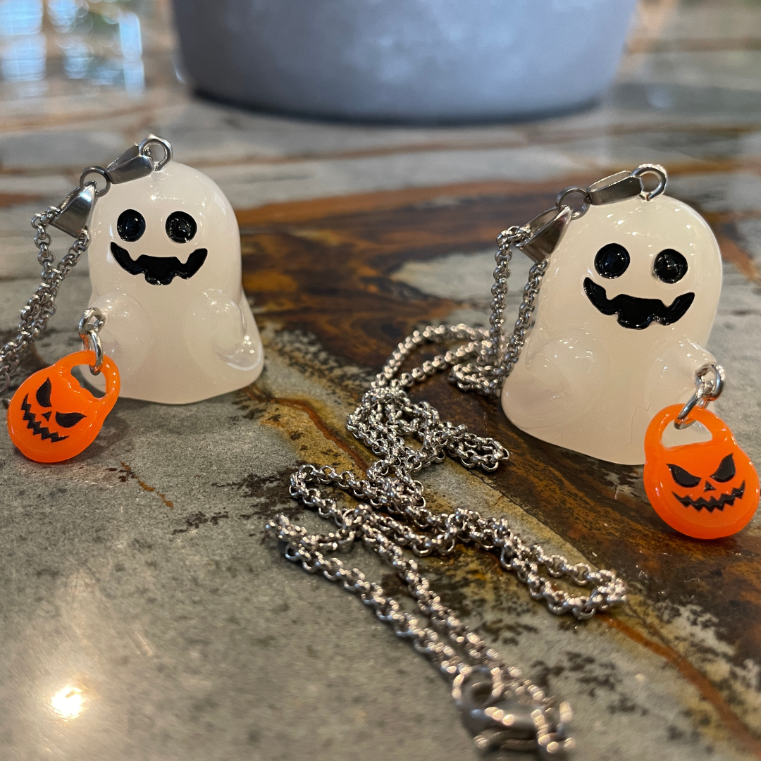 Trick or Treat Ghost Necklace (GITD)