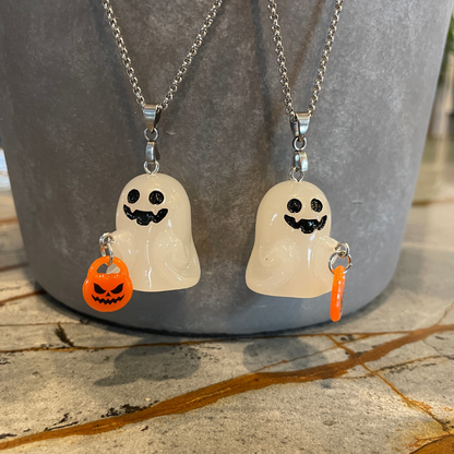 Trick or Treat Ghost Necklace (GITD)