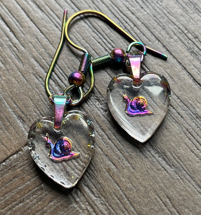 Glass Intaglio Animal Heart Earrings