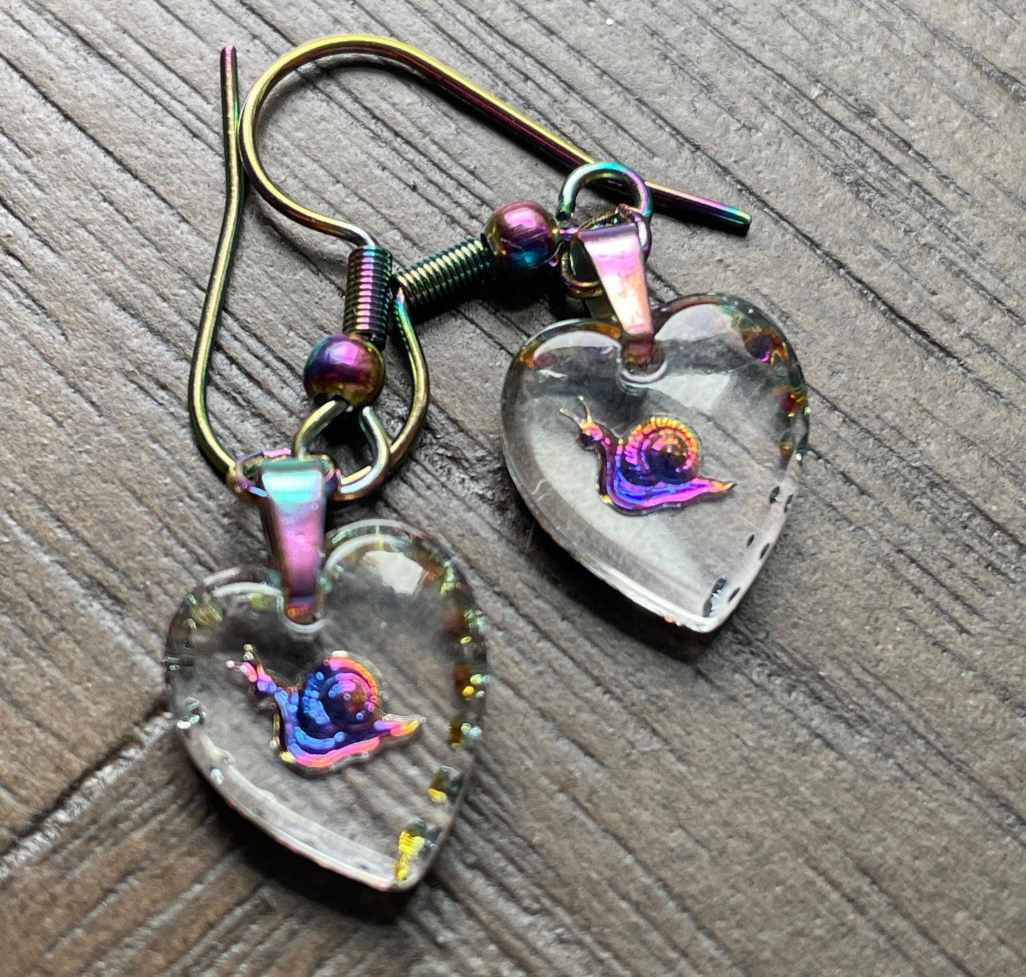 Glass Intaglio Animal Heart Earrings