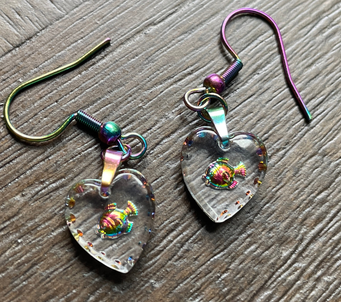 Glass Intaglio Animal Heart Earrings